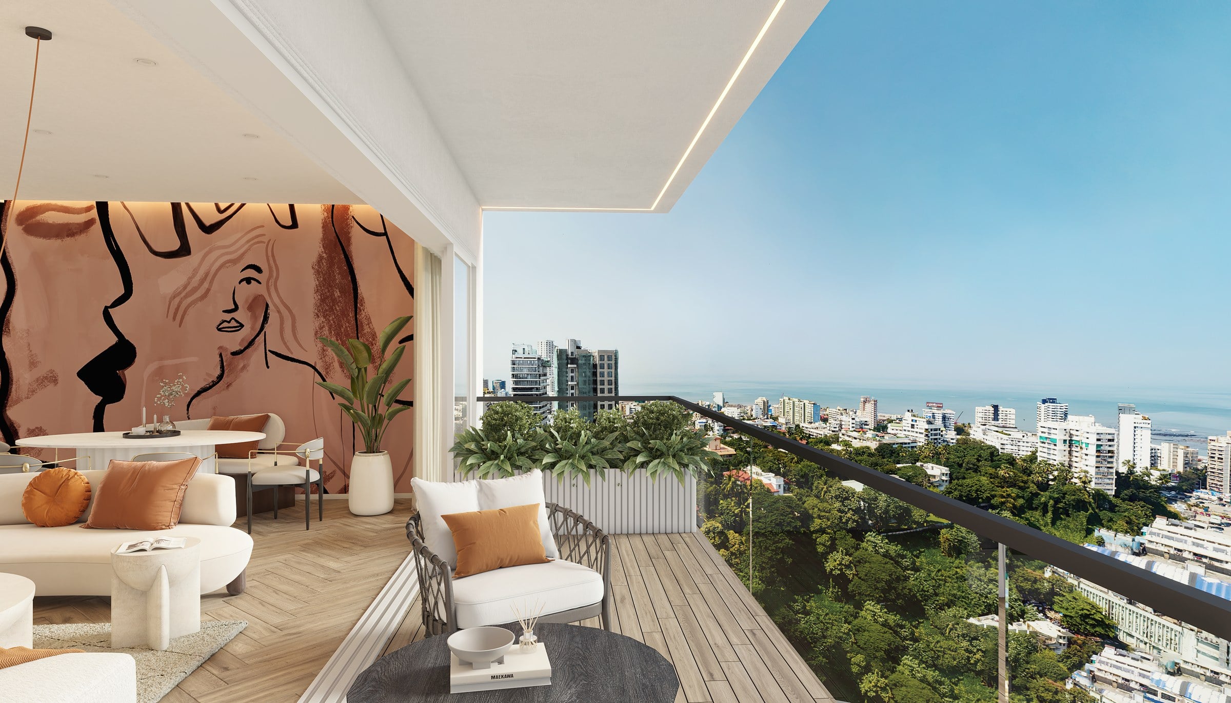 Artist's impression of a deck overlooking South Mumbai at The Imperial i