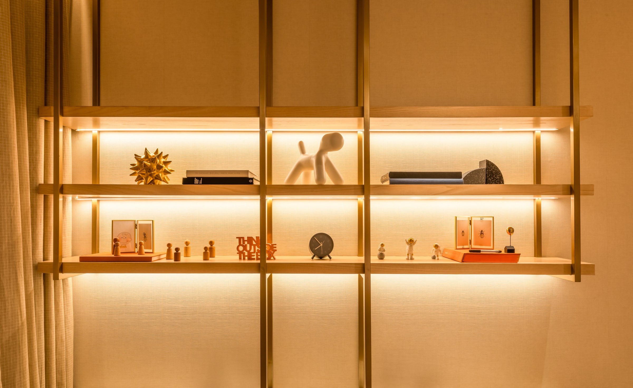 Lit display shelving in the show residence at The Imperial i