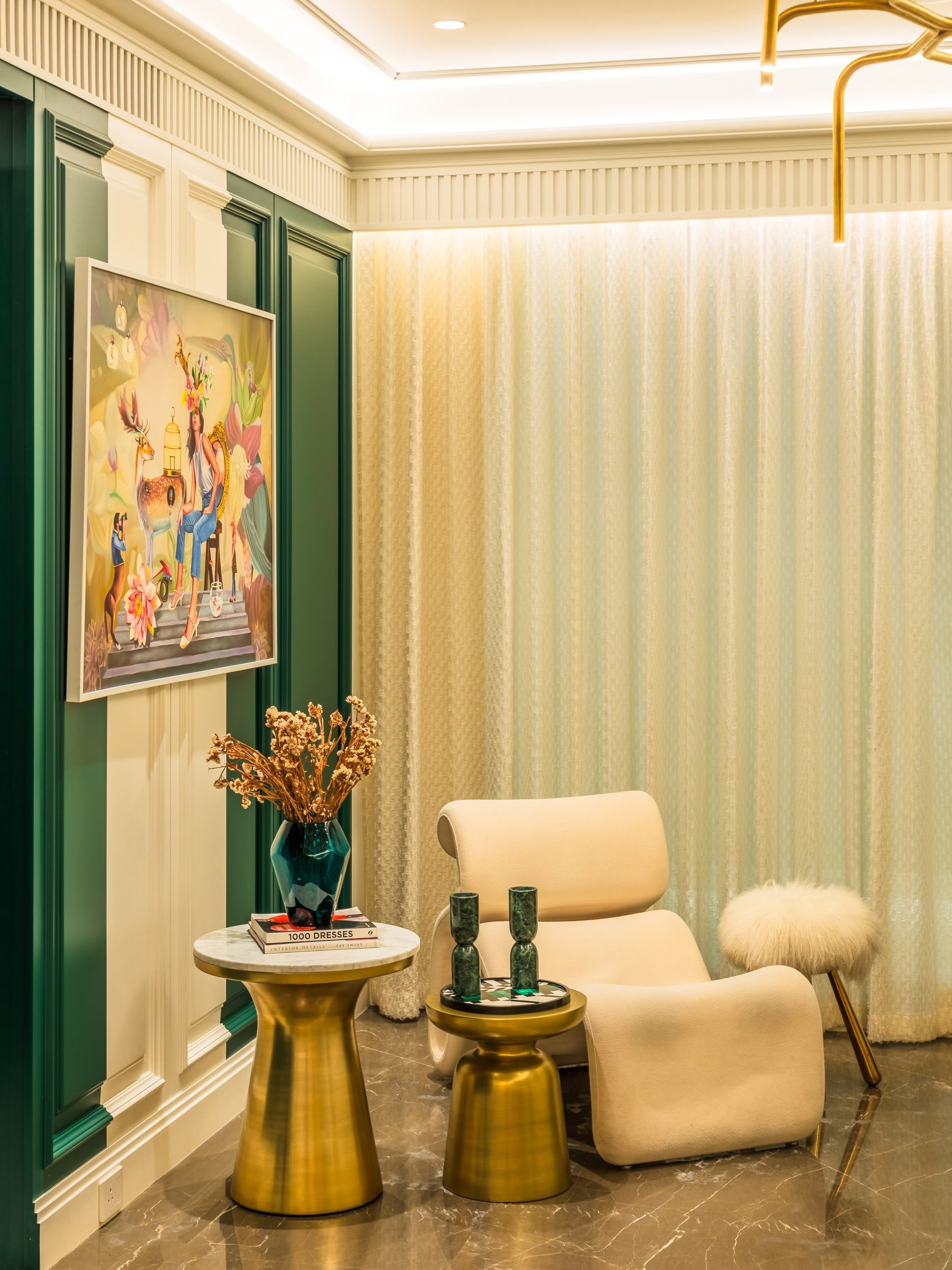 Reading corner with lounge chair in the show residence at The Imperial i