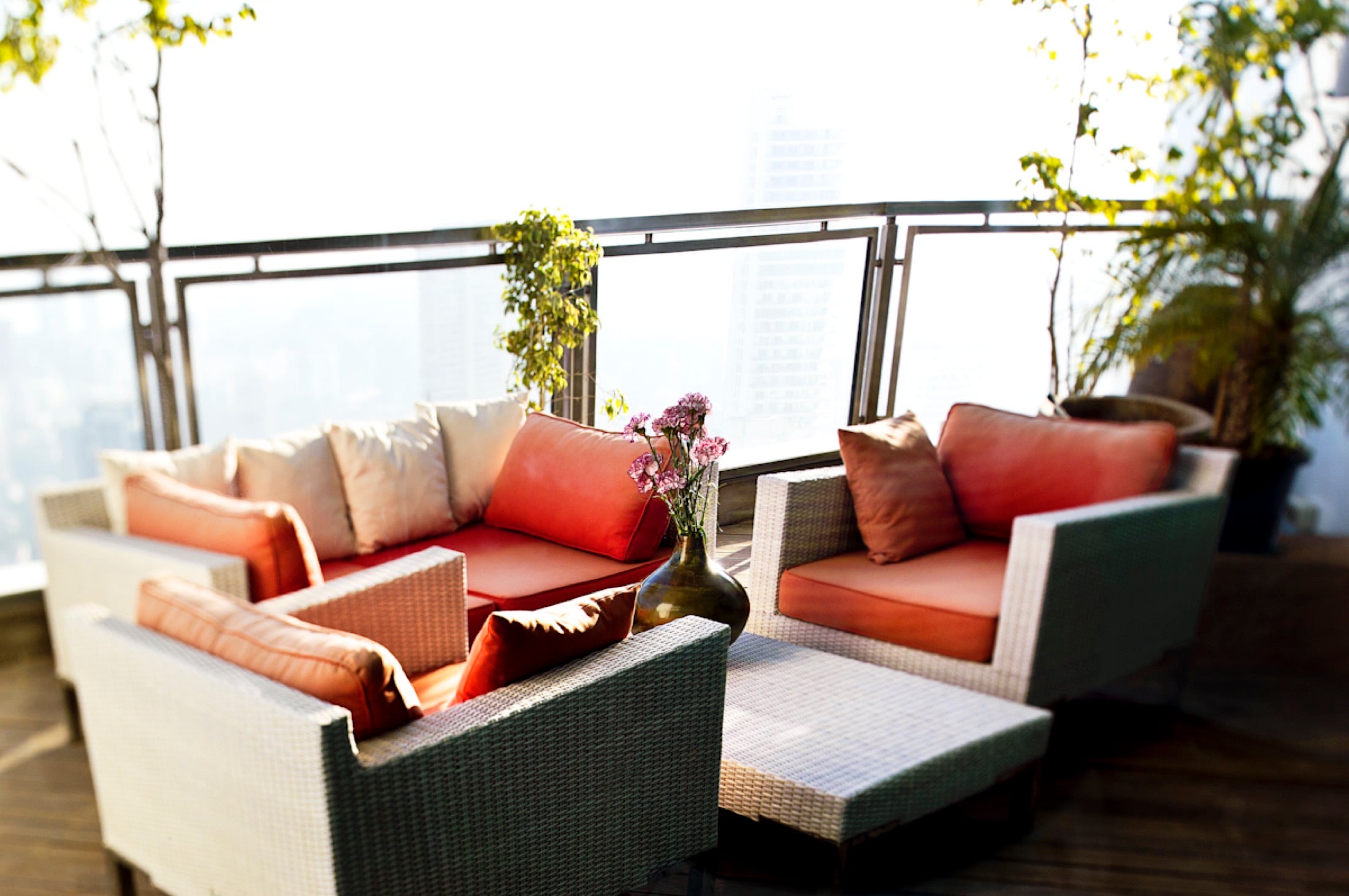 Rooftop lounge seating at The Imperial Towers