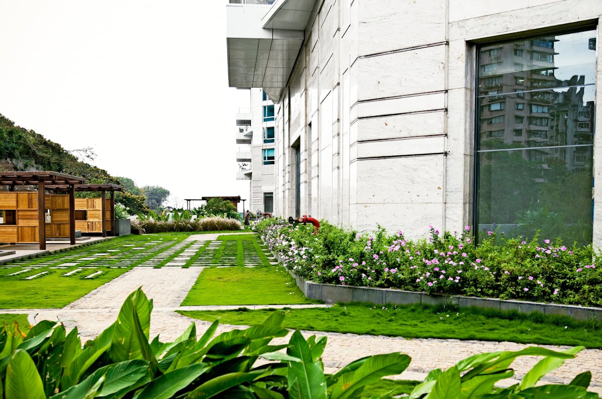 Landscaped garden and cabanas at The Imperial Towers
