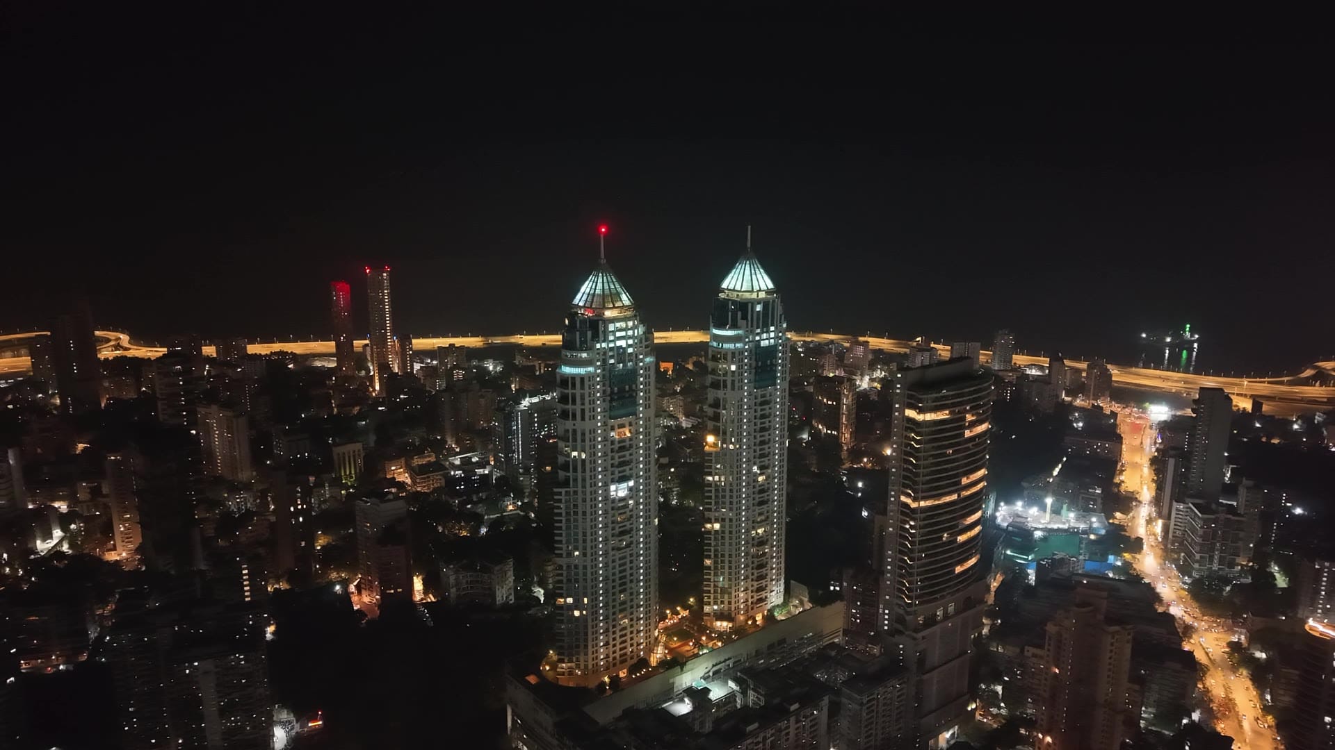Night aerial of The Imperial towers